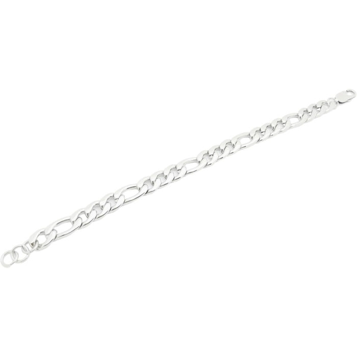Durable & Glossy Finish Men's Solid Stainless Steel Figaro Chain Bracelet - Image 5