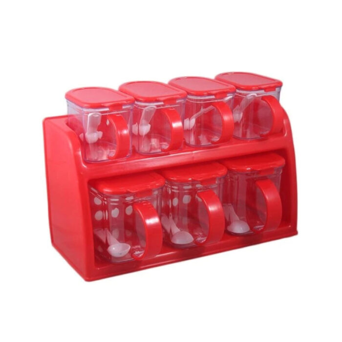 Premium Quality 2 Tier Set Of 7 Jars Spice Rack - Image 4