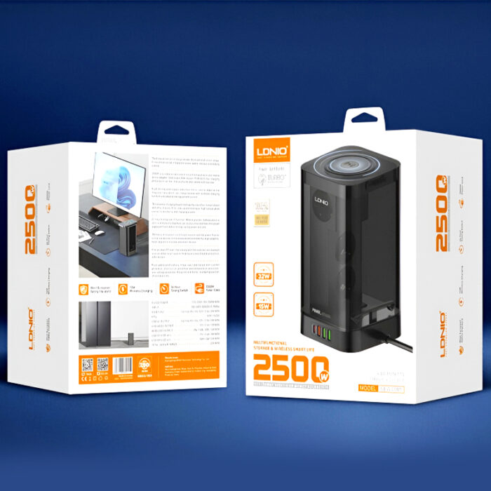 LDNIO SEW 4485 Multifunctional Smart Tower Power Strip with 2500W Surge Protection and Wireless Charging - Image 16