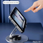 2 Pcs 360° Rotatable Metal Phone & Tablet Stands, Adjustable Foldable and Durable Desktop Holders - Image 6