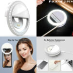 Pack Of 2 Mini Portable USB Rechargeable Selfie Ring Light With 3 Brightness Levels - Image 5