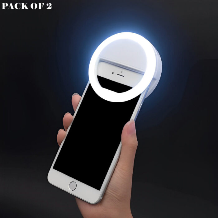 Pack Of 2 Mini Portable USB Rechargeable Selfie Ring Light With 3 Brightness Levels - Image 3