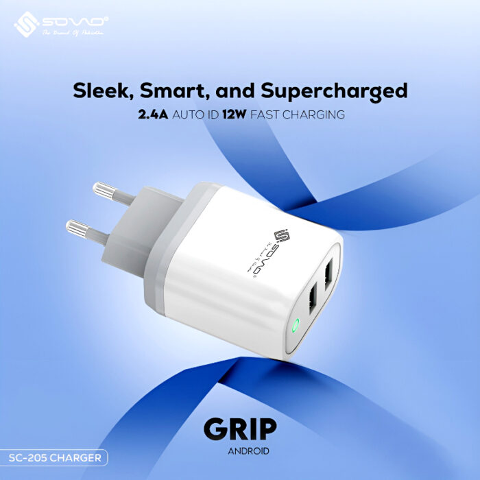SOVO SG-205 Grip Series Dual Port 12W Quick Charger with Smart Chip & Fireproof Safety Enclosure - Image 3