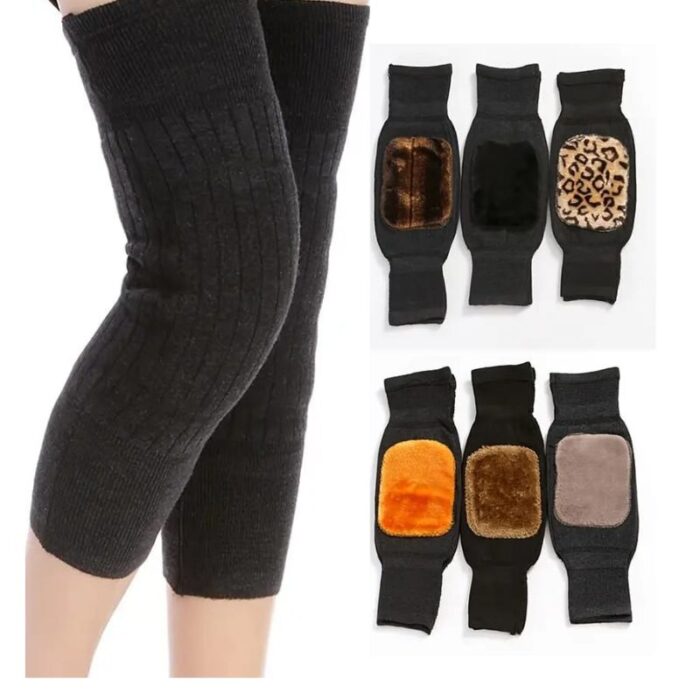 Unisex Cashmere Wool Knee Brace Pads | Winter Warm Thermal Velvet Knee Protectors For Men and Women (Random Color) - Image 1
