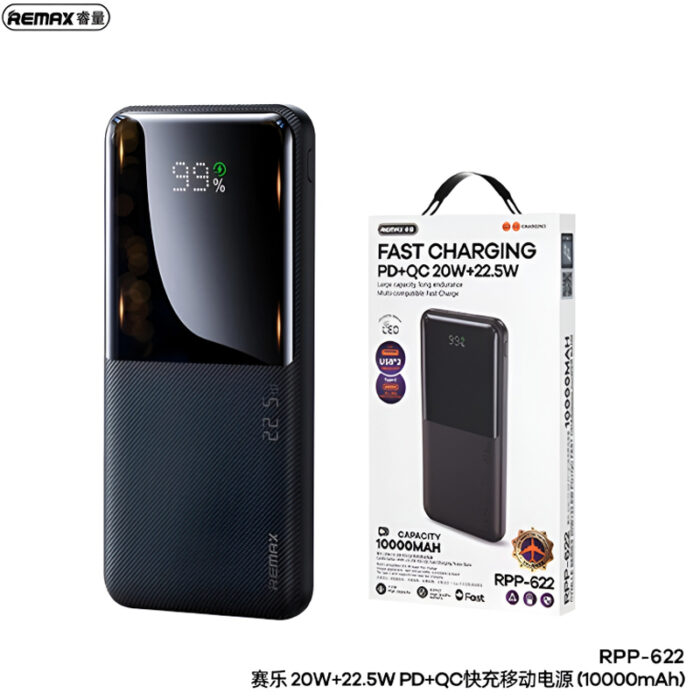 RPP-622 Remax 10000mAh LED Display, PD+QC 20w+22.5W Fast Charging Multi-Device Compatibility Powerbank - Image 3