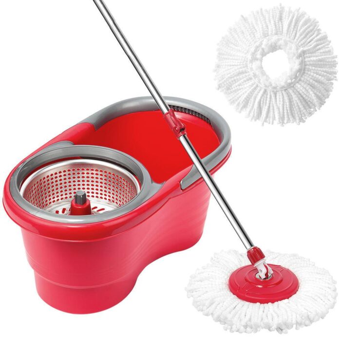 360 Spin Mop Bucket Set Portable Double Drive Stainless Steel Bucket Hand Pressure Rotation - Image 1