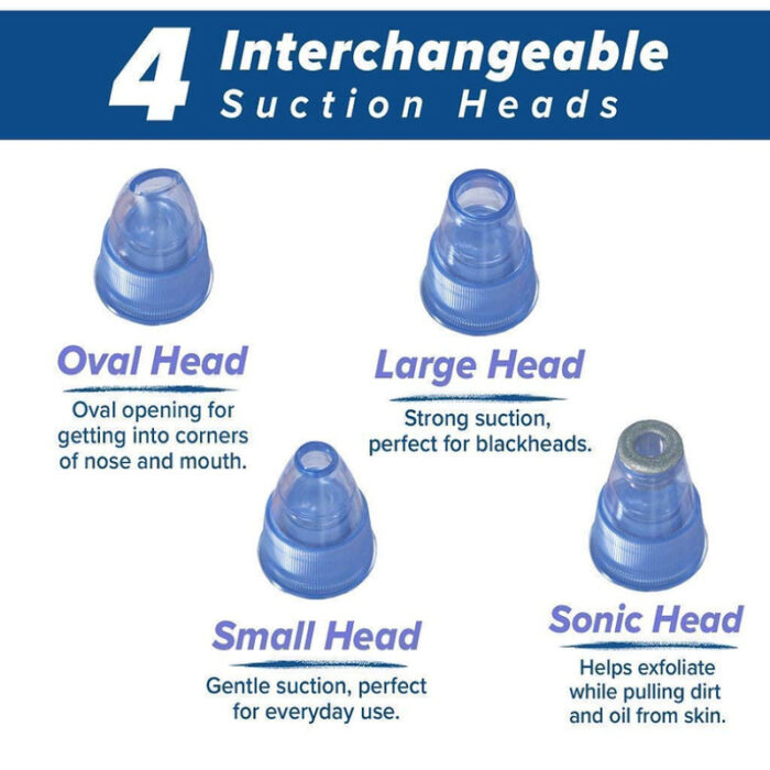 DermaSuction Vacuum Pore Cleaning Device With 4 Interchangeable Suction Heads - Image 3