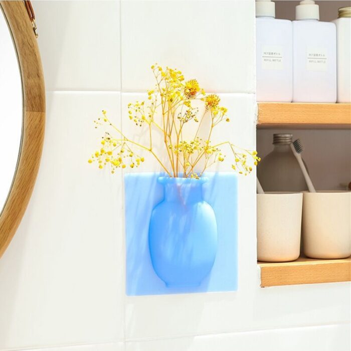 4 PCs Sticky Vase Wall Mounted Plant Holder Decorative Flower Display Vase Wall Decor - Image 15