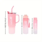 (Pack of 3) Water Bottles Set, Sports Water Cups, Portable Drinking Cups, Summer Drinkware, For Outdoor Camping, Hiking, Fitness (Random Color) - Image 5