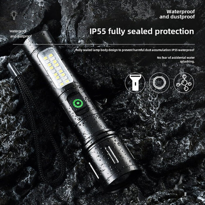 Rechargeable White Laser Super Battery Aluminum LED Flashlight, Body  Tactical,Long Battery Zoomable, Light - Image 8