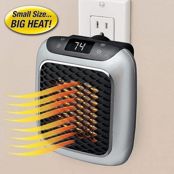 800W Space Heater Digital Electric Heater Wall Outlet Plug Small Fan Home Warmer - Image 1
