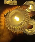 Smokeless & Flameless LED Tealight Acrylic Decorative Tea Light Candles for Home Decor, Gifting, Birthday, Festival Decoration (Crystal Diamond Diya Candle, Pack of 1) (cell operated) - Image 2