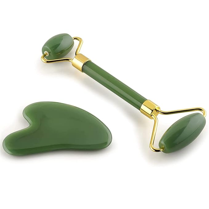 519Kdod26oL._SX679_-1.jpg Flawless Jade Roller With Stone (marble) | Facial Roller Manual Massage For Women - Image 1