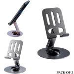 2 Pcs 360° Rotatable Metal Phone & Tablet Stands, Adjustable Foldable and Durable Desktop Holders - Image 8