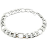Durable & Glossy Finish Men's Solid Stainless Steel Figaro Chain Bracelet - Image 6