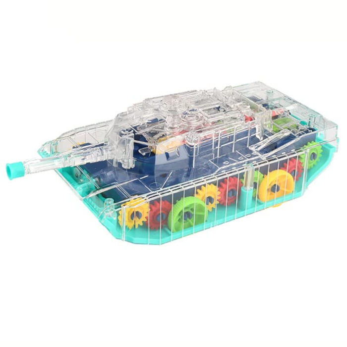 Transparent Mechanical Police Army Gear Tank with Technology 3D Light, Musical Sound & 360 Degree Rotation toy For Kids - Image 1