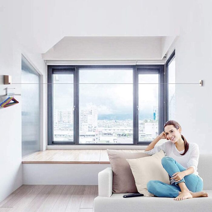 Abhsant Hot Retractable Indoor and Outdoor Clothes Wall Hanger Magic Drying Rack Balcony Bathroom Invisible Clothesline Wire Rope,Drying String for Home Balcony Room color - Image 6