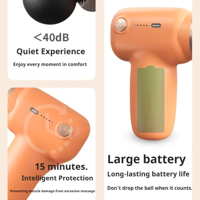 4 in 1 Compact Gun Massager | 5 Speed Levels | Portable Rechargeable Handheld Muscle Pain Reliever Device (Random color) - Image 13