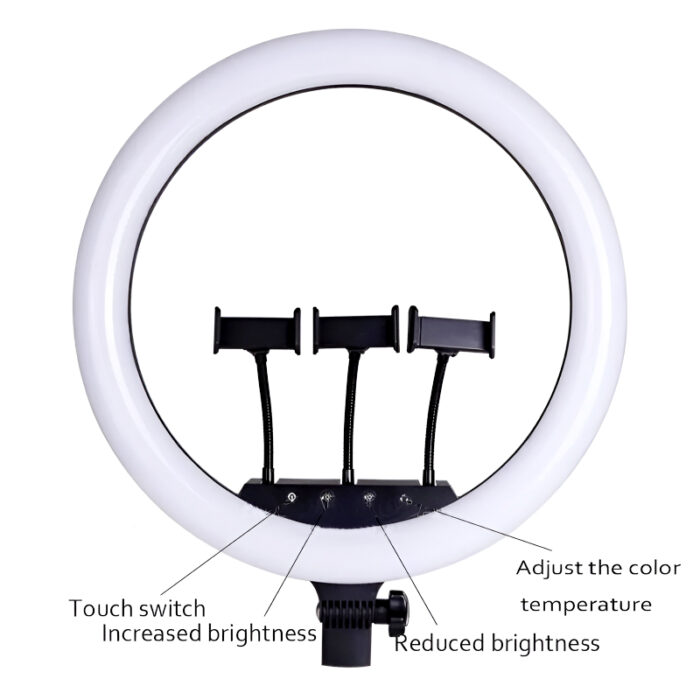 MJ18 45 CM RGB LED Soft Ring Light with 3 Phone Holders and Remote Control - Image 9