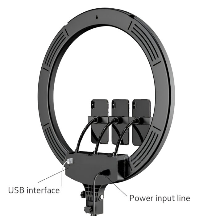 MJ18 45 CM RGB LED Soft Ring Light with 3 Phone Holders and Remote Control - Image 6