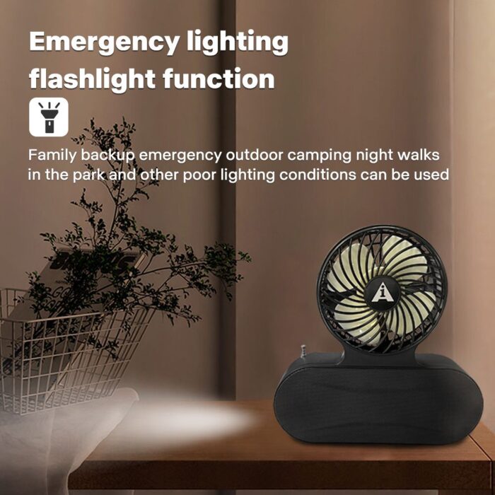 Solar fan Bluetooth speaker | Wireless outdoor portable With  blowing flashlight | Listening to music Support TF card U disk FM radio TWS interconnection - Image 2