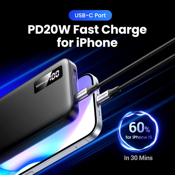 UGREEN PB311 10000mAh 20W Portable Power Bank with Two-Way Fast Charging and Advanced Safety Features - Image 4