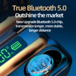 F9- TWS Bluetooth 5.0 Rechargeable Smart Touch Wireless Earphones( Black  color) - Image 7