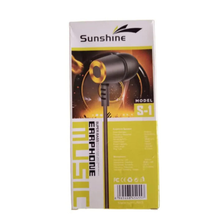 Sunshine S-1 Super Bass Music Earphone for Mobile Phones - Image 1