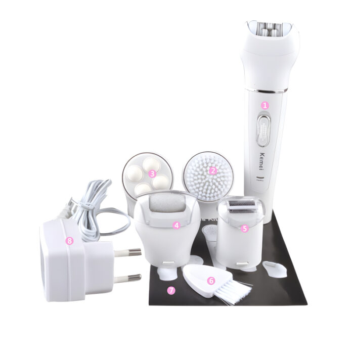 Kemei KM-2199 Multi-Functional Rechargeable Epilator: 5-In-1 Beauty Tools Kit For Women - Image 4