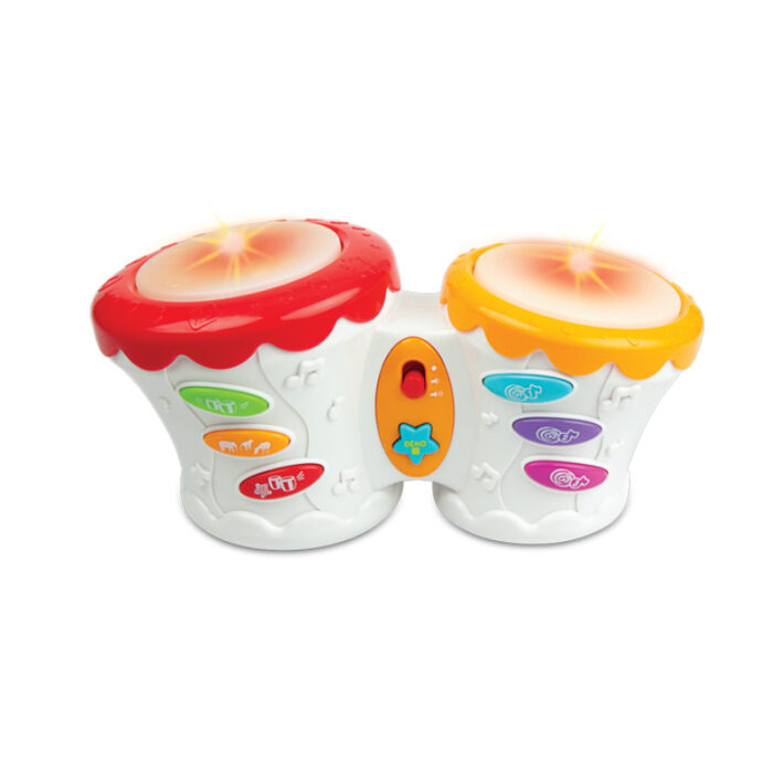 Colorful Win Fun Groovy Baby Bongo Drum with Lights & Music Toy for Kids - Image 1