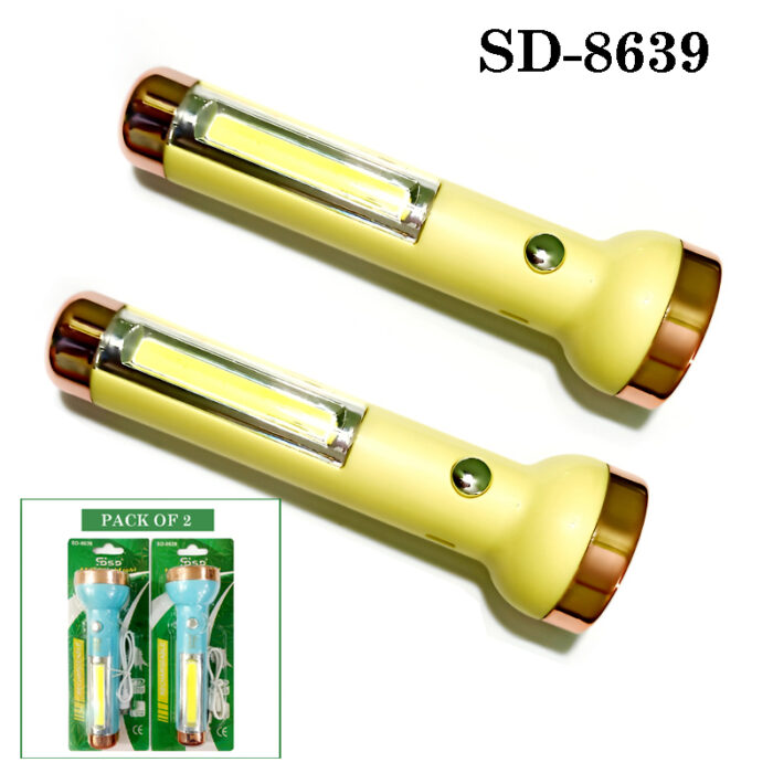 Pack of 2 SD-8639 Mini 2-in-1 COB+LED Dual Modes Super Bright Rechargeable Flashlight - Image 5