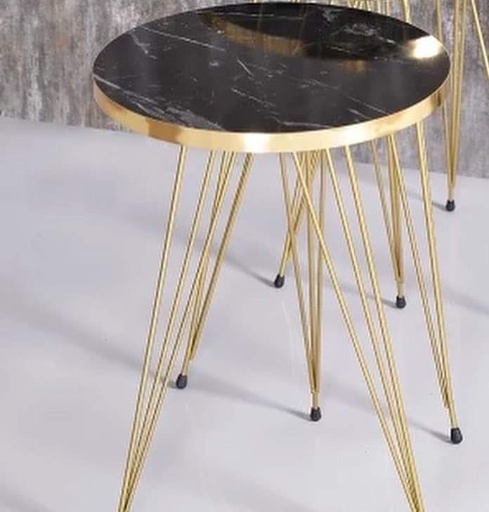5c5c09eed8722e02e8d8df7dced79200.jpg (1 Piece) black Marble Look with Gold Metal Legs Round Home Essential 1 Piece Coffee Table - Image 1