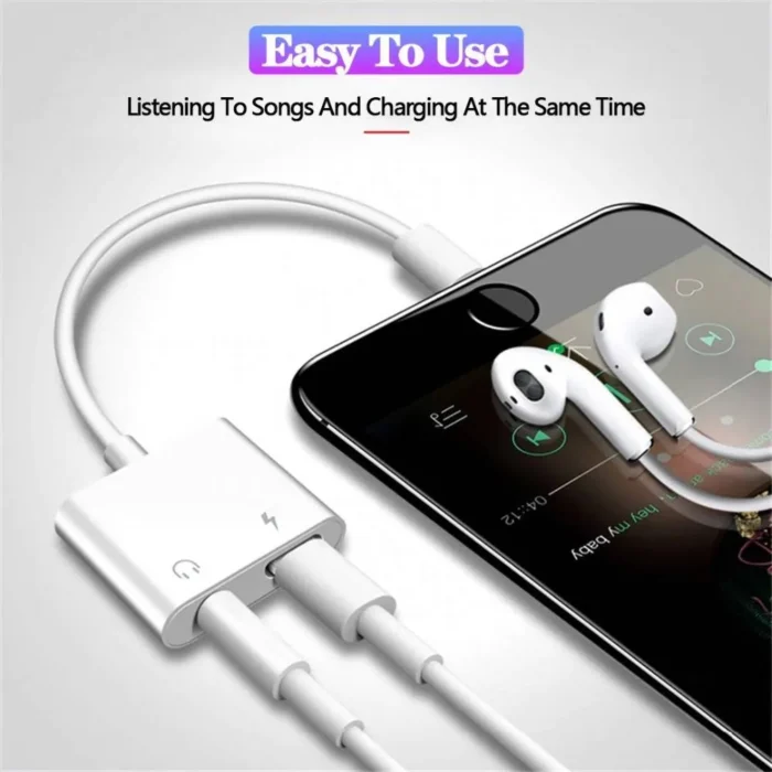 2-in-1 Dual Lightning Headphone Adapter Cable, Lightning 3.5mm ,Headphone Jack Adapter, - Image 1