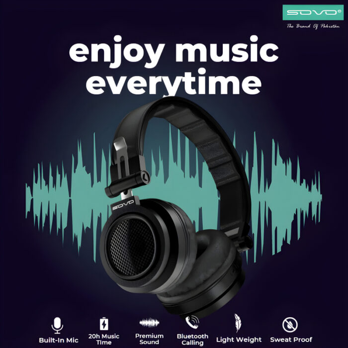 SOVO Boom-X Hi-Res Premium Sound Stereo Wireless Headphones - Image 8