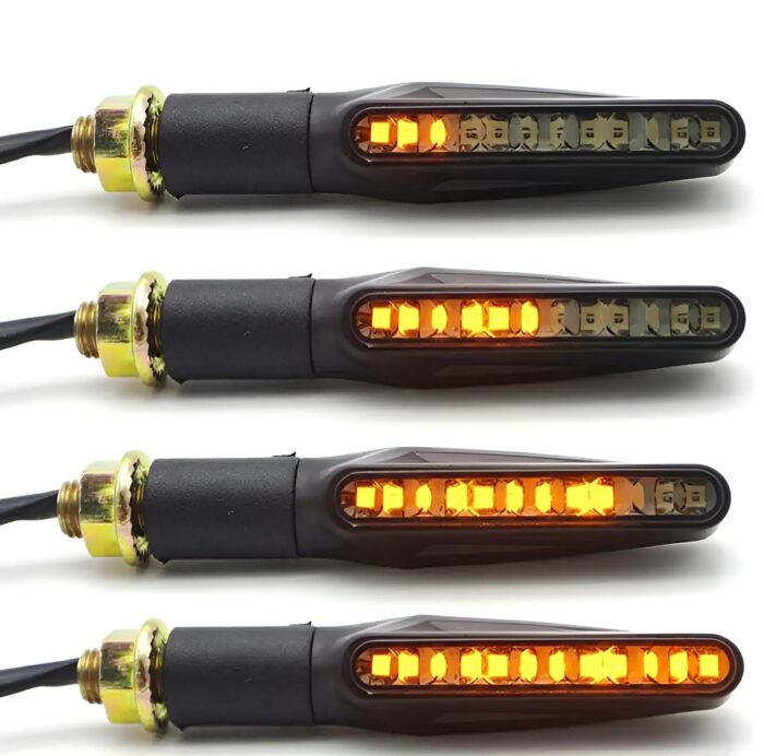 Pack of 2 pair(4pcs) - Audi Flow Style Led Motorcycle Turn Signals Indicator Amber Light - Image 1