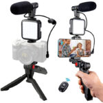 Multifunctional Professional Vlogging Kit With Tripod LED Video Light Microphone And Phone Holder
