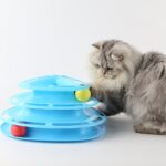 Cat Scratch Pad Triangular Three Layers Interactive Game Board with Three Balls