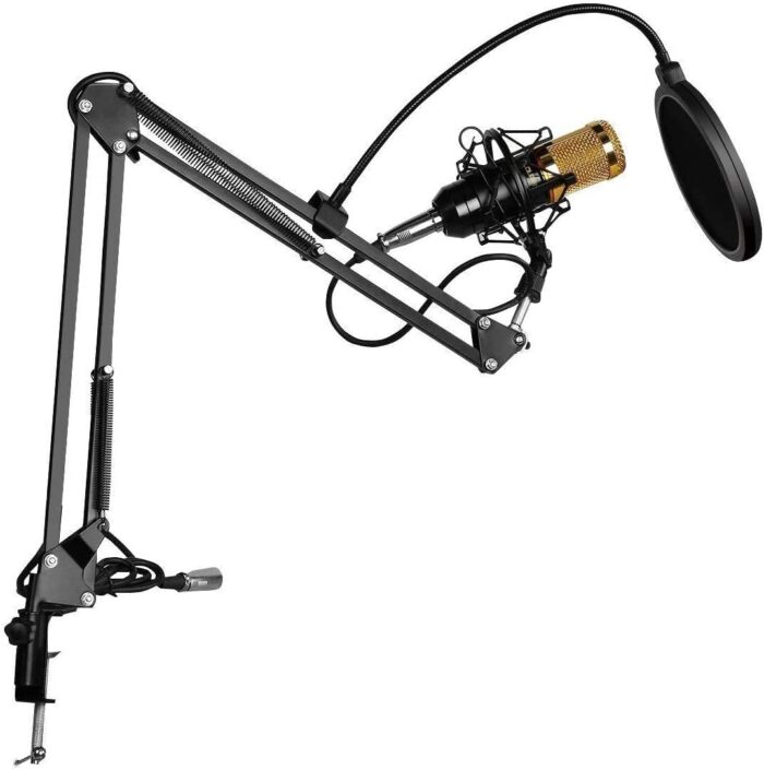 Professional Condenser Microphone - Podcast Mic Set Condenser Microphone With Rechargeable Auxiliary Background For Karaoke Singing, Youtube Recording Mic Set For Youtube | Mic Kit - Image 5