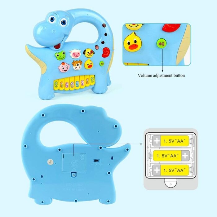 Cute Happy Dinosaur Piano With Light And Sound Creative Toy For Kids - Image 2