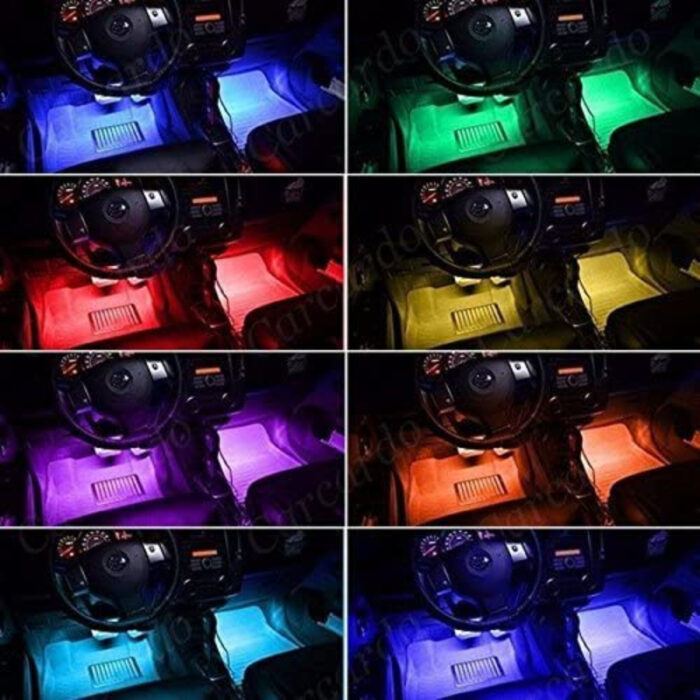4 PCs Remote Control RGB LED Music Strip Lights For Car Interior - Image 4