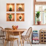 4 Sheets Flower Decoration Art Magic Sticker,3D Vinyl Removable Wall Sticker Decals DIY, Plants False Niche Green Potted Plants Mural (Style-B) - Image 8