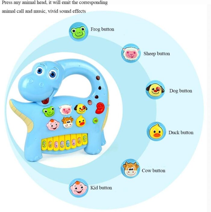 Cute Happy Dinosaur Piano With Light And Sound Creative Toy For Kids - Image 3