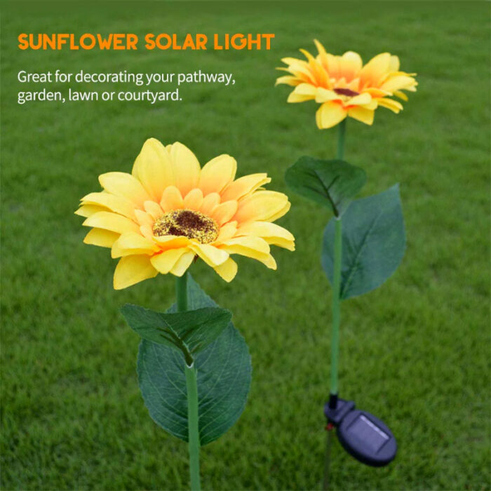 Pack Of 2 Waterproof Sunflower Solar Decorative Lights For Outdoor Garden And Lawn - Image 5