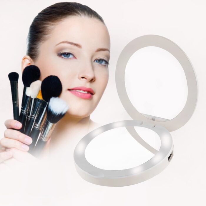 Makeup Mirror Power Bank 3000mAh Portable Phone Charger With Light - Image 1