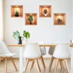 4 Sheets Flower Decoration Art Magic Sticker,3D Vinyl Removable Wall Sticker Decals DIY, Plants False Niche Green Potted Plants Mural (Style-B) - Image 5