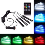 4 PCs Remote Control RGB LED Music Strip Lights For Car Interior - Image 2