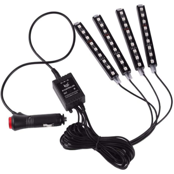 4 PCs Remote Control RGB LED Music Strip Lights For Car Interior - Image 3