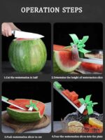 Windmill Watermelon Cube Cutter | Watermelon Slicer Cutter, Stainless Steel Watermelon Cutter Wheel Fruit Knife Melon Knife Corer Kitchen Gadgets, Practical Tool for Fruit Vegetable Salad - Image 13