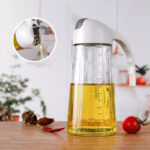 630ml Food Grade Glass Oil Dispenser Bottle with Automatic Flip Cap for Cooking & Seasoning
