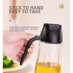 630ml Food Grade Glass Oil Dispenser Bottle with Automatic Flip Cap for Cooking & Seasoning - Image 8